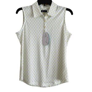 Greg Norman Play Dry Women Sleeveless Collared Golf Polo Top Shirt Size S